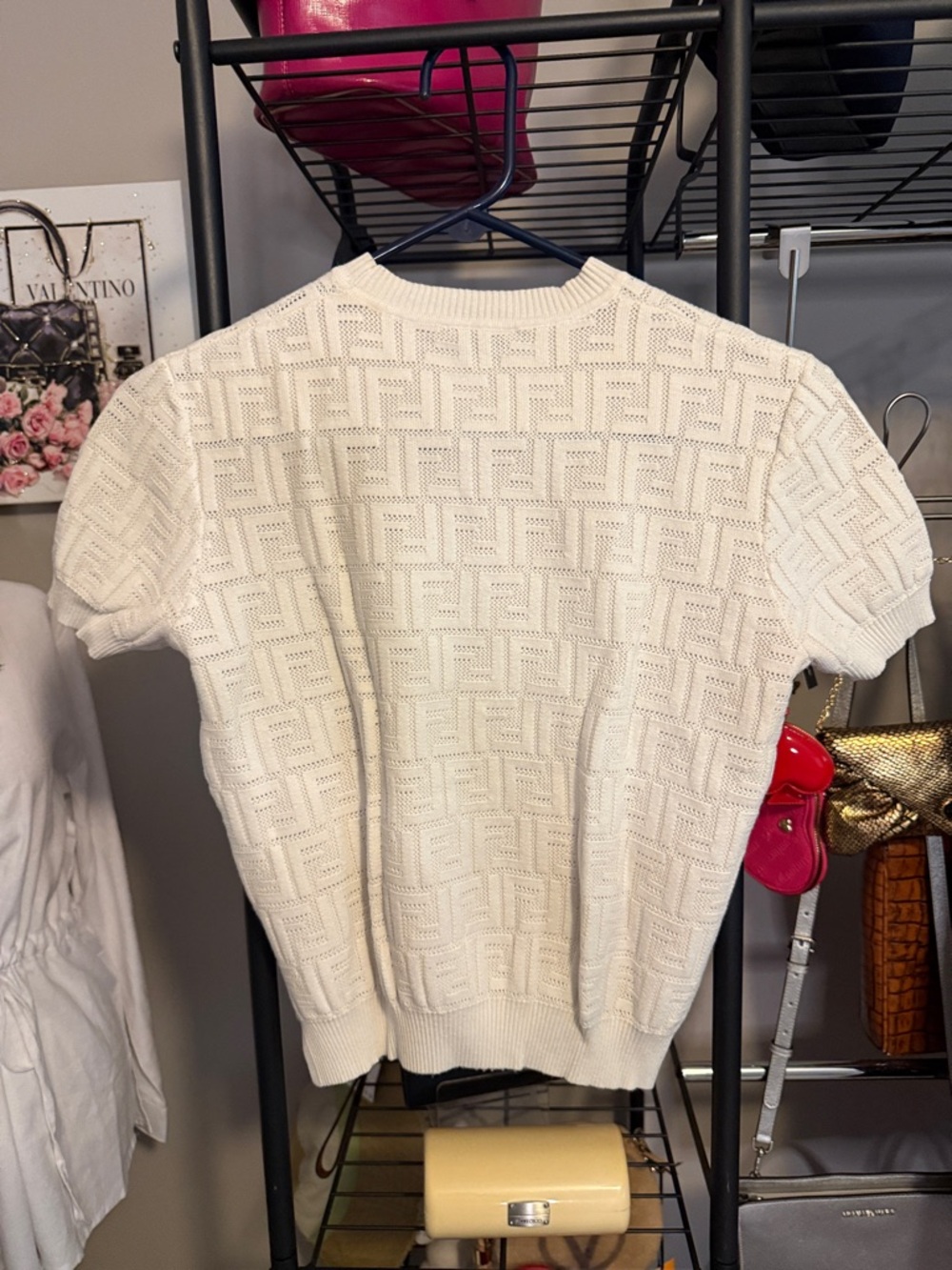 Fendi Ivory Knit Short Sleeve Sweater - Picture 6 of 6
